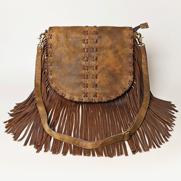 ADBGA495 American Darling Western Leather Messenger Bag with Fringes Full Grain