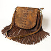 ADBGA495 American Darling Western Leather Messenger Bag with Fringes Full Grain