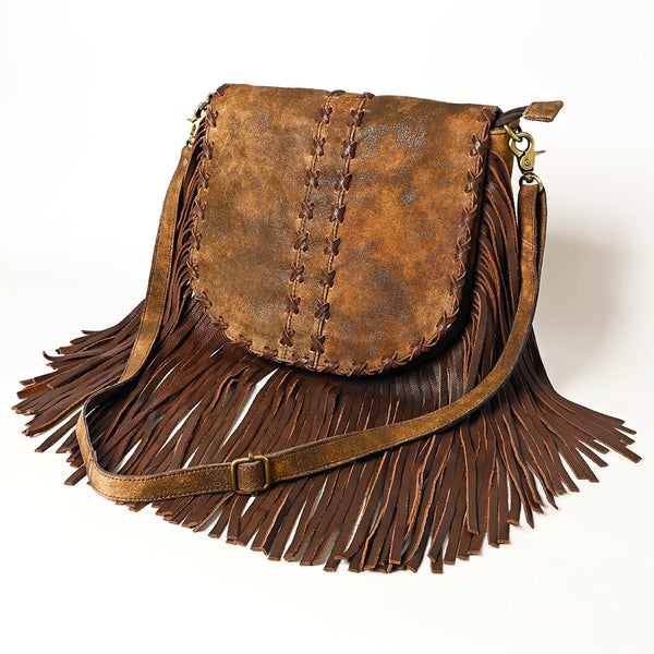 ADBGA495 American Darling Western Leather Messenger Bag with Fringes Full Grain