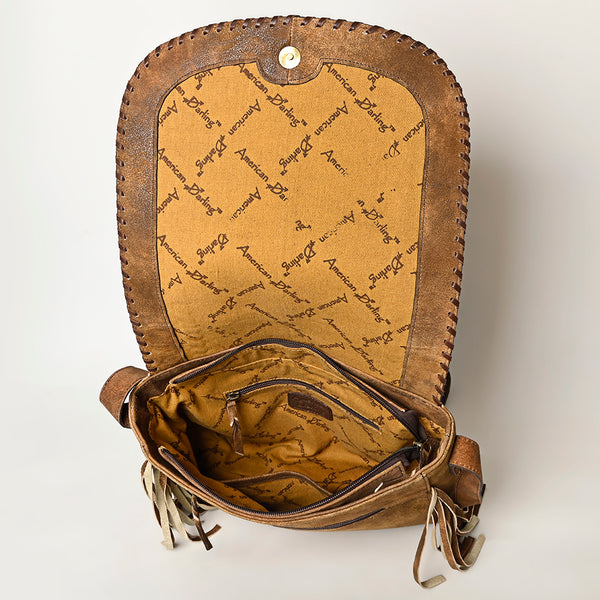 ADBGA502 American Darling Western Leather Cross body Bag Braided Fringe Genuine Leather