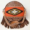 ADBGA486 American Darling Hand Woven Saddle Blanket Canteen Bag Leather Fringes