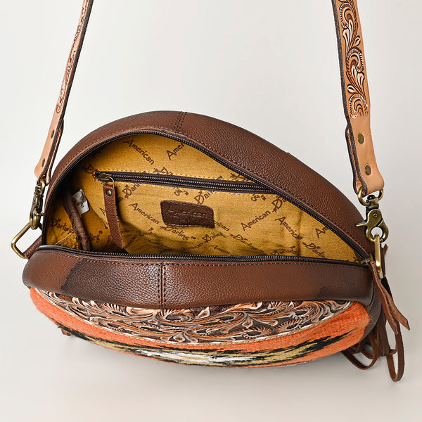 ADBGA486 American Darling Hand Woven Saddle Blanket Canteen Bag Leather Fringes