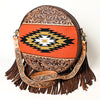ADBGA486 American Darling Hand Woven Saddle Blanket Canteen Bag Leather Fringes