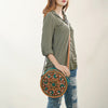 ADBGA487 American Darling Hand Tooled Floral Carved Leather Western Canteen Bag