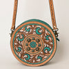 ADBGA487 American Darling Hand Tooled Floral Carved Leather Western Canteen Bag
