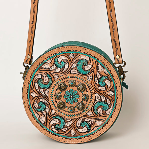 ADBGA487 American Darling Hand Tooled Floral Carved Leather Western Canteen Bag