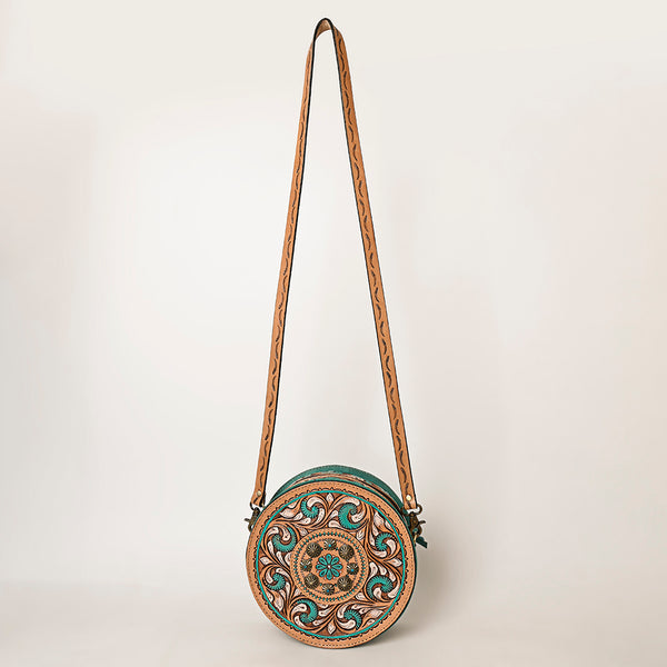 ADBGA487 American Darling Hand Tooled Floral Carved Leather Western Canteen Bag
