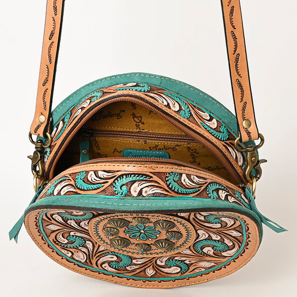 ADBGA487 American Darling Hand Tooled Floral Carved Leather Western Canteen Bag