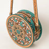 ADBGA487 American Darling Hand Tooled Floral Carved Leather Western Canteen Bag