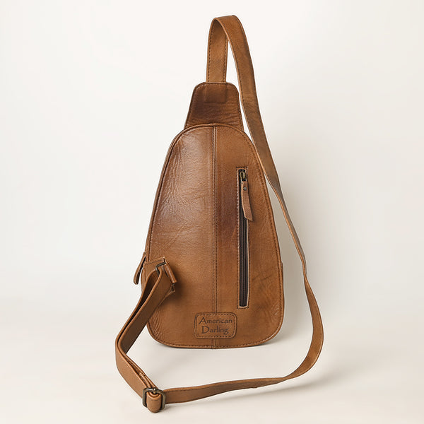 ADBG1146 American Darling Saddle Blanket Sling Bag -Floral Tooled Leather Backpack