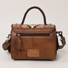 ADBG1388 American Darling Western Leather Small Crossbody Bag with Hair-On Cowhide and Fringes