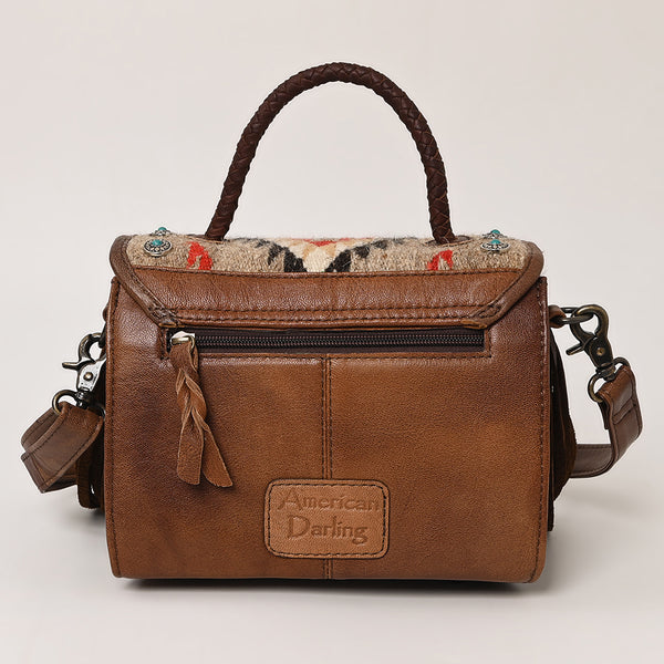 ADBG1388 American Darling Western Leather Small Crossbody Bag with Hair-On Cowhide and Fringes