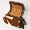 ADBG1388 American Darling Western Leather Small Crossbody Bag with Hair-On Cowhide and Fringes