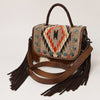 ADBG1388 American Darling Western Leather Small Crossbody Bag with Hair-On Cowhide and Fringes