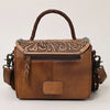 ADBG1388 American Darling Western Leather Small Crossbody Bag with Hair-On Cowhide and Tooled Flap