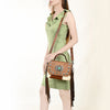ADBG1388 American Darling Western Leather Small Crossbody Bag with Hair-On Cowhide & Embossed Concho Detail