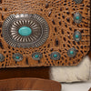 ADBG1388 American Darling Western Leather Small Crossbody Bag with Hair-On Cowhide & Embossed Concho Detail