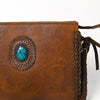 ADBGM335 Leather Crossbody Bag with Turquoise Concho & Braided Strap - Handmade Western Purse