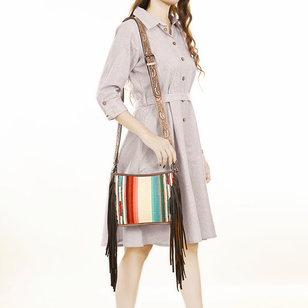 ADBG324 American Darling Saddle Blanket Fringes Messenger Bag
