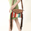ADBG587 American Darling Hand Tooled Floral Carved & Saddle Blanket Western Cross body Bag