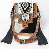 ADBG856 American Darling Hand Tooled Floral & Cowhide Messenger Bag with Saddle Blanket