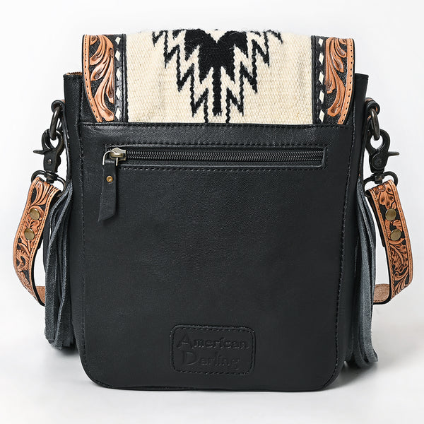ADBG856 American Darling Hand Tooled Floral & Cowhide Messenger Bag with Saddle Blanket