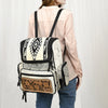 ADBG860 American Darling Western Wool & Cowhide Backpack with Tooled Leather Accent Pocket