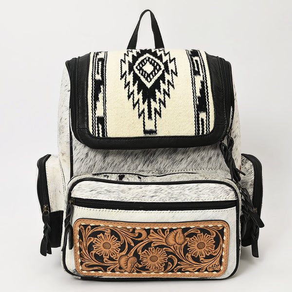 ADBG860 American Darling Western Wool & Cowhide Backpack with Tooled Leather Accent Pocket