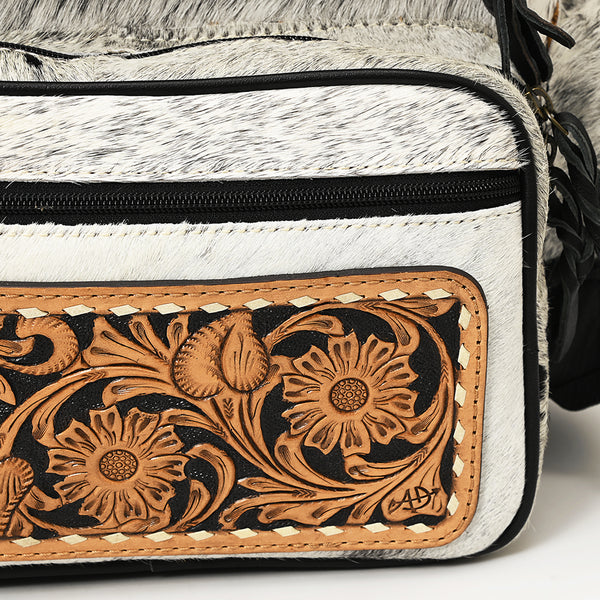 ADBG860 American Darling Western Wool & Cowhide Backpack with Tooled Leather Accent Pocket