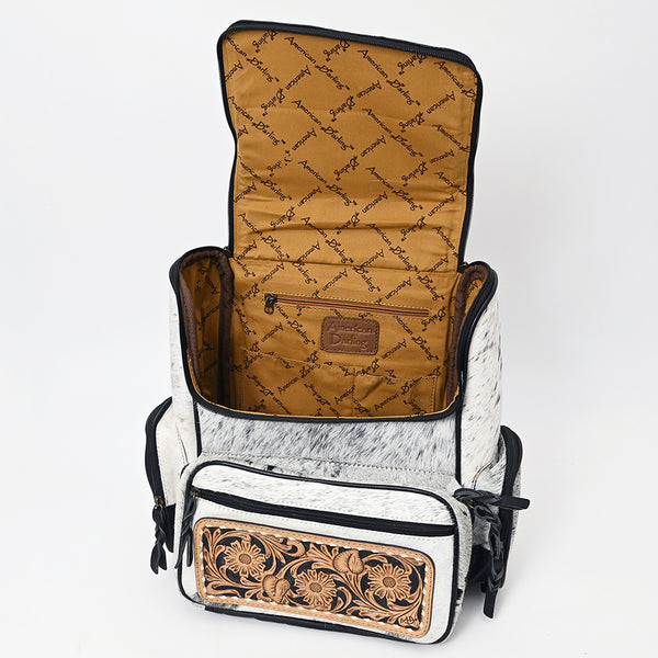 ADBG860 American Darling Western Wool & Cowhide Backpack with Tooled Leather Accent Pocket