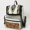 ADBG860 American Darling Western Wool & Cowhide Backpack with Tooled Leather Accent Pocket