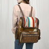 ADBG860 American Darling Western Wool & Cowhide Backpack with Tooled Leather Accent Pocket