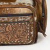 ADBG860 American Darling Western Wool & Cowhide Backpack with Tooled Leather Accent Pocket