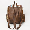 ADBG860 American Darling Western Wool & Cowhide Backpack with Tooled Leather Accent Pocket