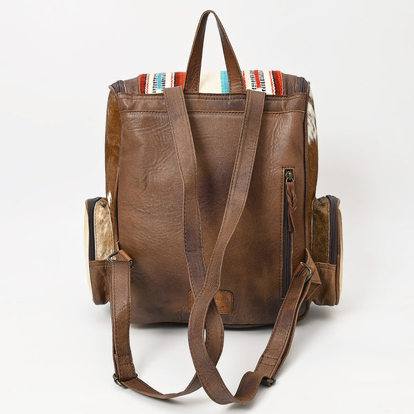 ADBG860 American Darling Western Wool & Cowhide Backpack with Tooled Leather Accent Pocket