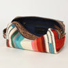 ADBG995 American Darling Hand Tooled Floral Leather Toiletry Bag with Hand-Woven Saddle Blanket