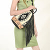 ADBG1125 American Darling Handcrafted Western Leather Sling Bag with Floral Carved Design & Saddle Blanket Detail