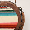 ADBG1391 American Darling Western Leather Canteen Bag with Hand Woven Saddle Blanket & Tooled Strap