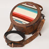 ADBG1391 American Darling Western Leather Canteen Bag with Hand Woven Saddle Blanket & Tooled Strap