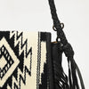 ADBG1392 American Darling Western Leather Crossbody Bag with Fringe & Hand Woven Saddle Blanket Panel