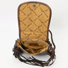 ADBG1392 American Darling Western Leather Crossbody Bag with Fringe & Hand Woven Saddle Blanket Panel