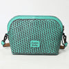 LC-ADBGZ786B Hand-Tooled Turquoise Leather Crossbody Bag - Compact Western Floral Design