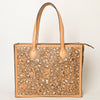 ADBGZ787 Large Hand-Tooled Leather Tote Bag - Full Floral Western Design