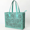 ADBGZ787 Large Hand-Tooled Leather Tote Bag - Full Floral Western Design