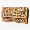 ADBGZ788 Hand-Tooled Leather Long Wallet - Western Floral Design