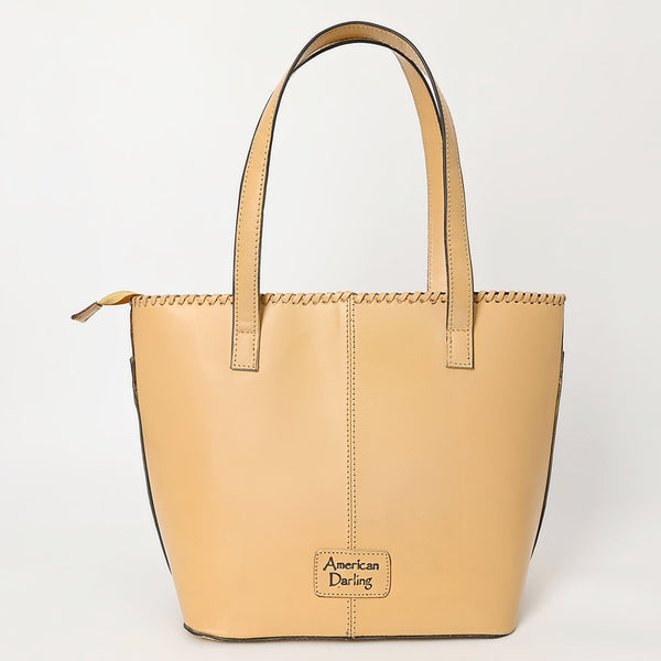 ADBGZ789 Hand-Tooled Leather Tote Bag - Western Floral Design