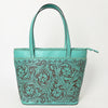 ADBGZ789 Hand-Tooled Leather Tote Bag - Western Floral Design