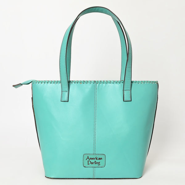 ADBGZ789 Hand-Tooled Leather Tote Bag - Western Floral Design