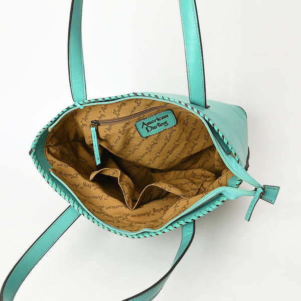 ADBGZ789 Hand-Tooled Leather Tote Bag - Western Floral Design