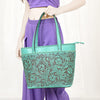 ADBGZ789 Hand-Tooled Leather Tote Bag - Western Floral Design